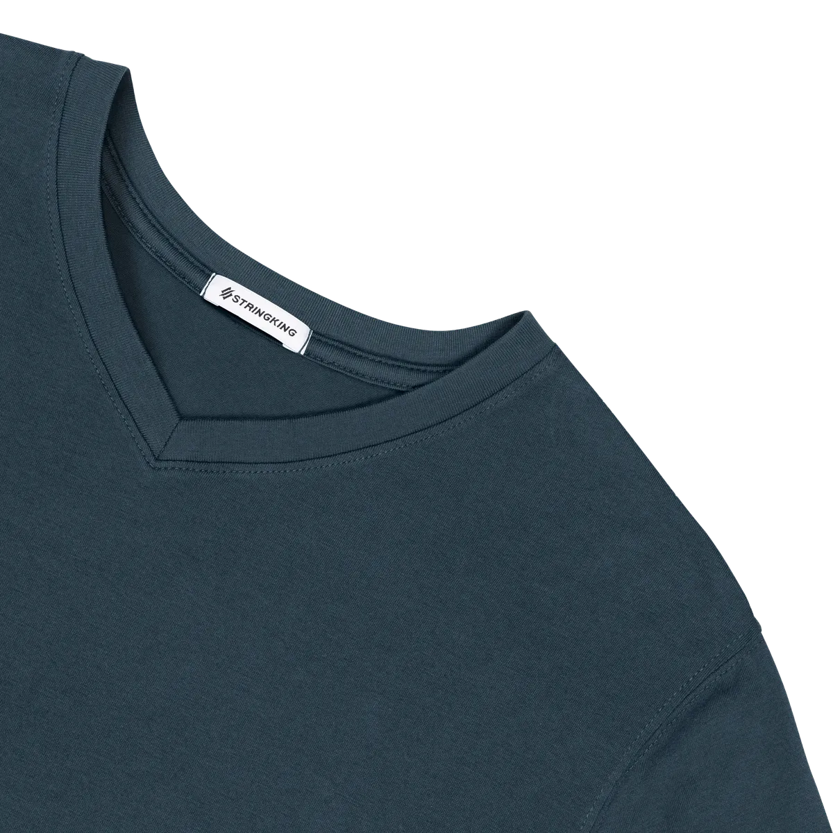 StringKing Men's Pima Cotton Short Sleeve V-Neck T-Shirt - Sharp Fit, Navy, Detail