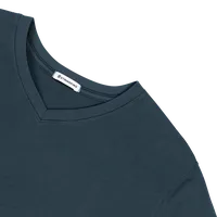 StringKing Men's Pima Cotton Short Sleeve V-Neck T-Shirt - Sharp Fit, Navy, Detail