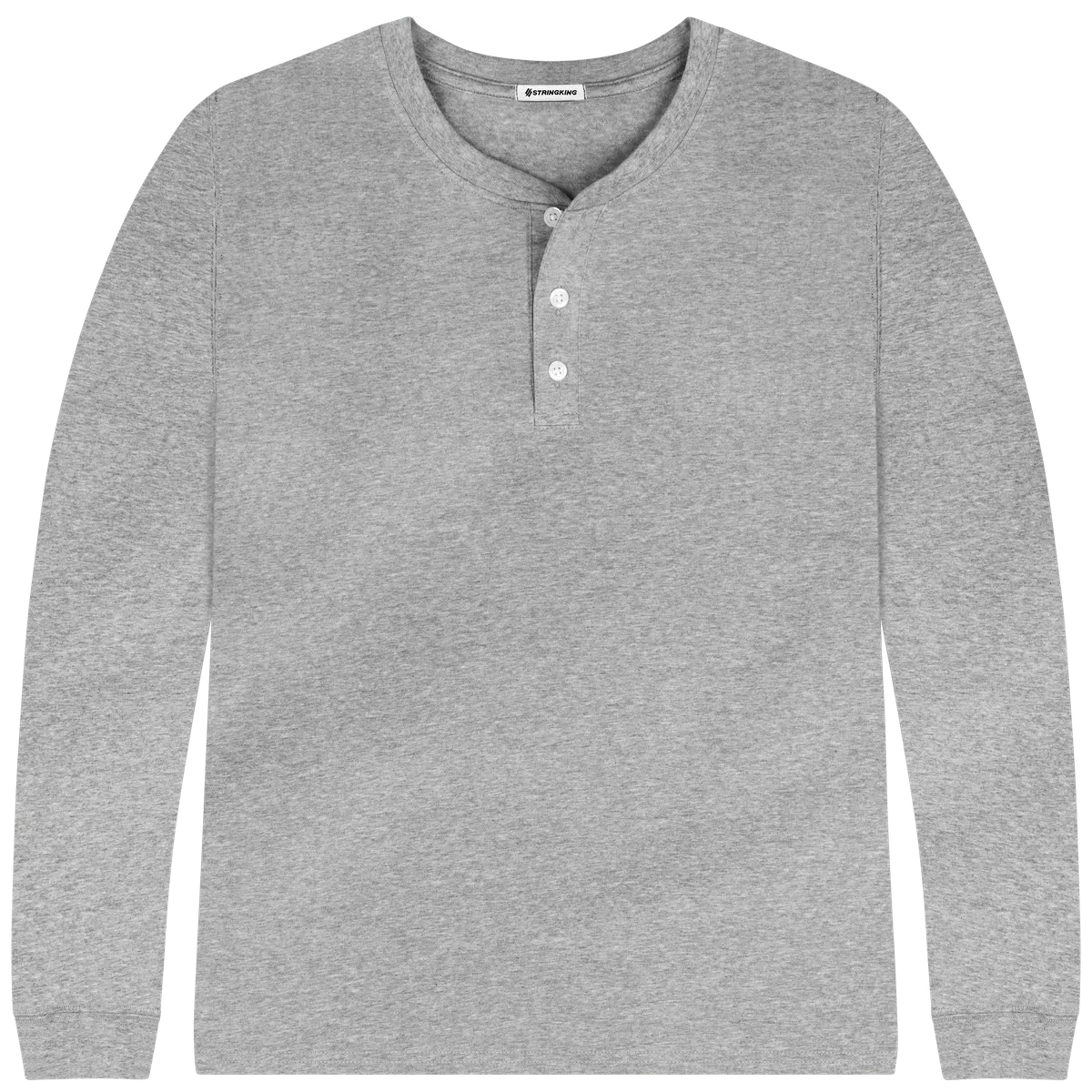 StringKing Men's Pima Cotton Long Sleeve Henley - Relaxed Fit, Heather Gray, Front