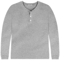 StringKing Men's Pima Cotton Long Sleeve Henley - Relaxed Fit, Heather Gray, Front