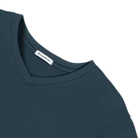 StringKing Men's Pima Cotton Short Sleeve V-Neck T-Shirt - Relaxed Fit, Navy, Detail