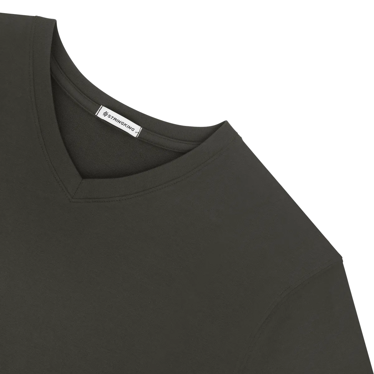 StringKing Women's Pima Terry Long Sleeve V-Neck Tee - Relaxed Fit, Peat, Detail