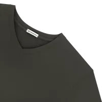 StringKing Women's Pima Terry Long Sleeve V-Neck Tee - Relaxed Fit, Peat, Detail
