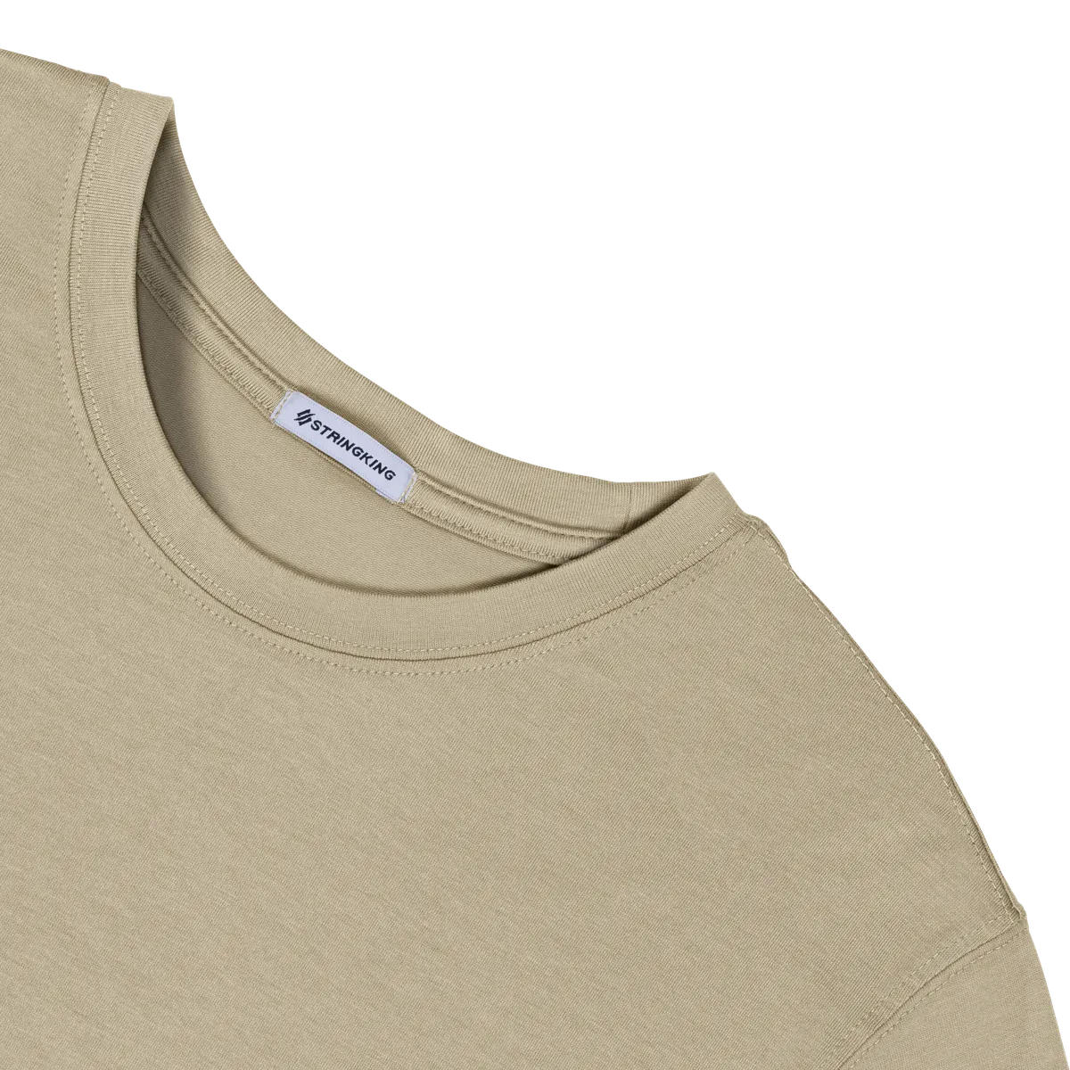 StringKing Men's Pima Cotton Short Sleeve Crewneck T-Shirt - Sharp Fit, Warm Khaki, Detail