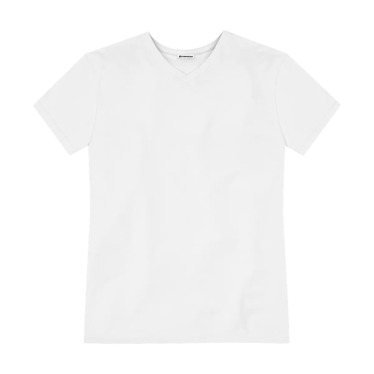 StringKing Men's Pima Cotton Short Sleeve V-Neck T-Shirt - Relaxed Fit, White, Front