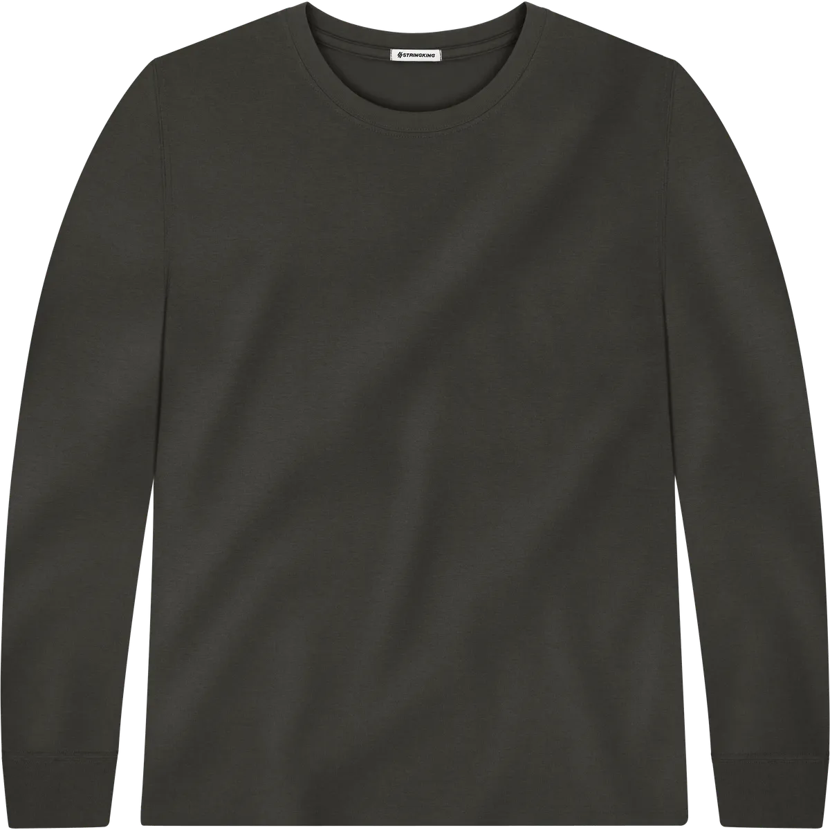 StringKing Men's Pima Jersey Long Sleeve Tee - Relaxed Fit, Peat, Front