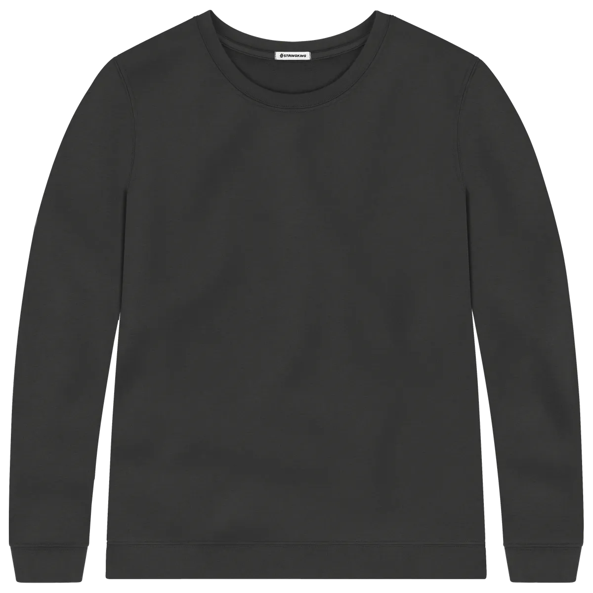 StringKing Men's Pima Terry Crew Sweater - Sharp Fit, Black, Front