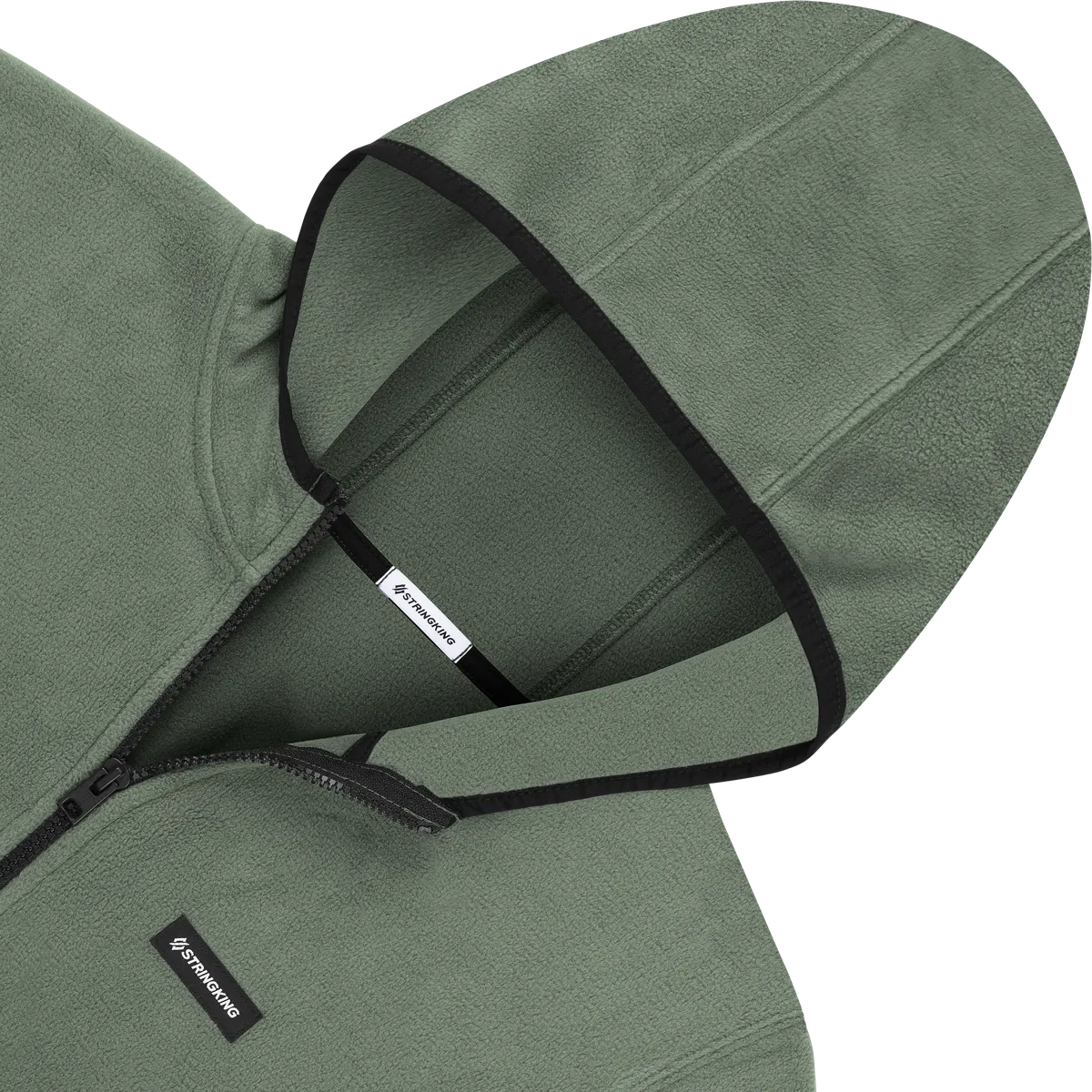 StringKing Men's Polartec Fleece Full Zip Hoodie Pro - Sharp Fit, Avenue Green, Detail