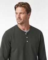 StringKing Men's Pima Terry Henley - Relaxed Fit, Moss, Collar Shoulder - Human Model