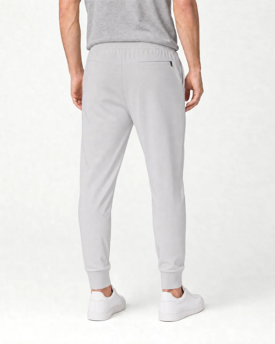 StringKing Men's StayCool Joggers - Relaxed Fit, Light Gray, Full Back - Human Model - Chest to Feet