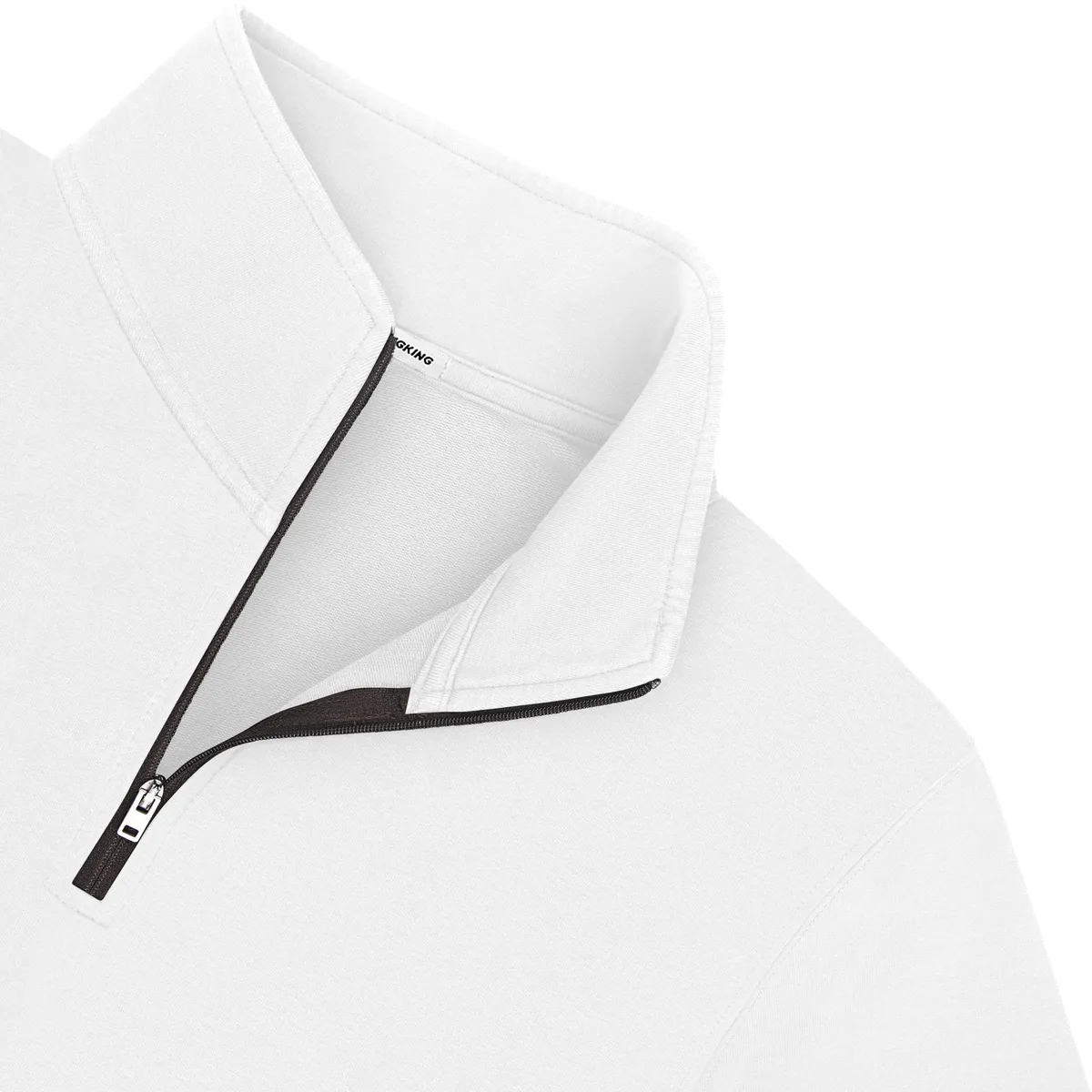 StringKing Men's Pima Terry Quarter Zip - Relaxed Fit, White, Detail
