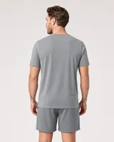 StringKing Men's StayWarm Tee - Sharp Fit, Gray, Full Back - Human Model - Top of head to Mid-thigh