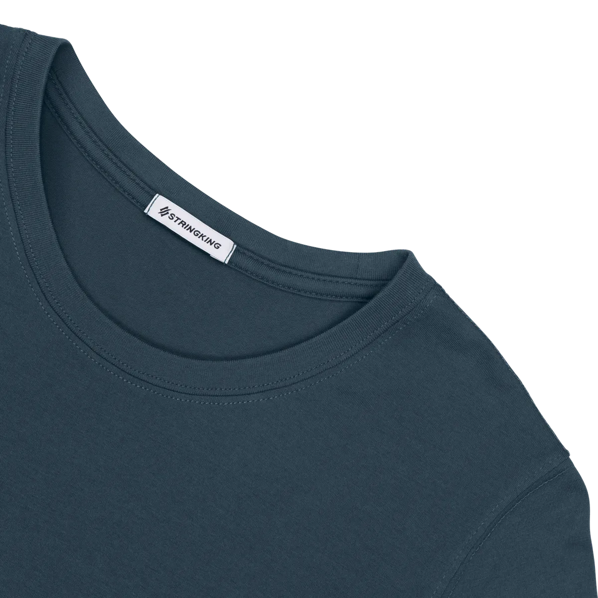 StringKing Women's Pima Cotton Long Sleeve Crewneck T-Shirt - Relaxed Fit, Navy, Detail