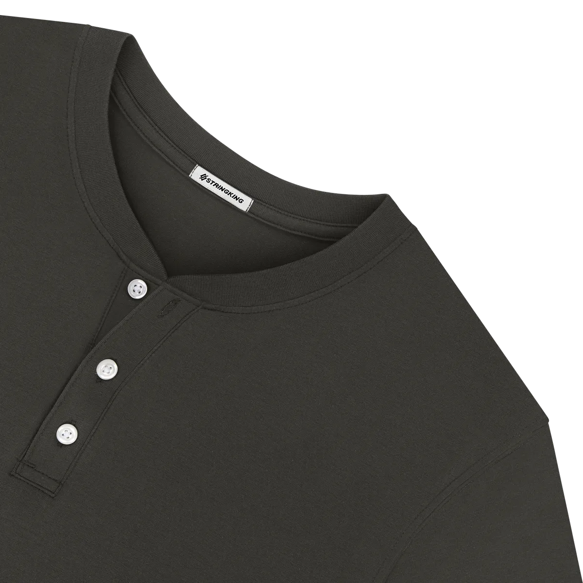 StringKing Men's Pima Jersey Henley - Relaxed Fit, Peat, Detail