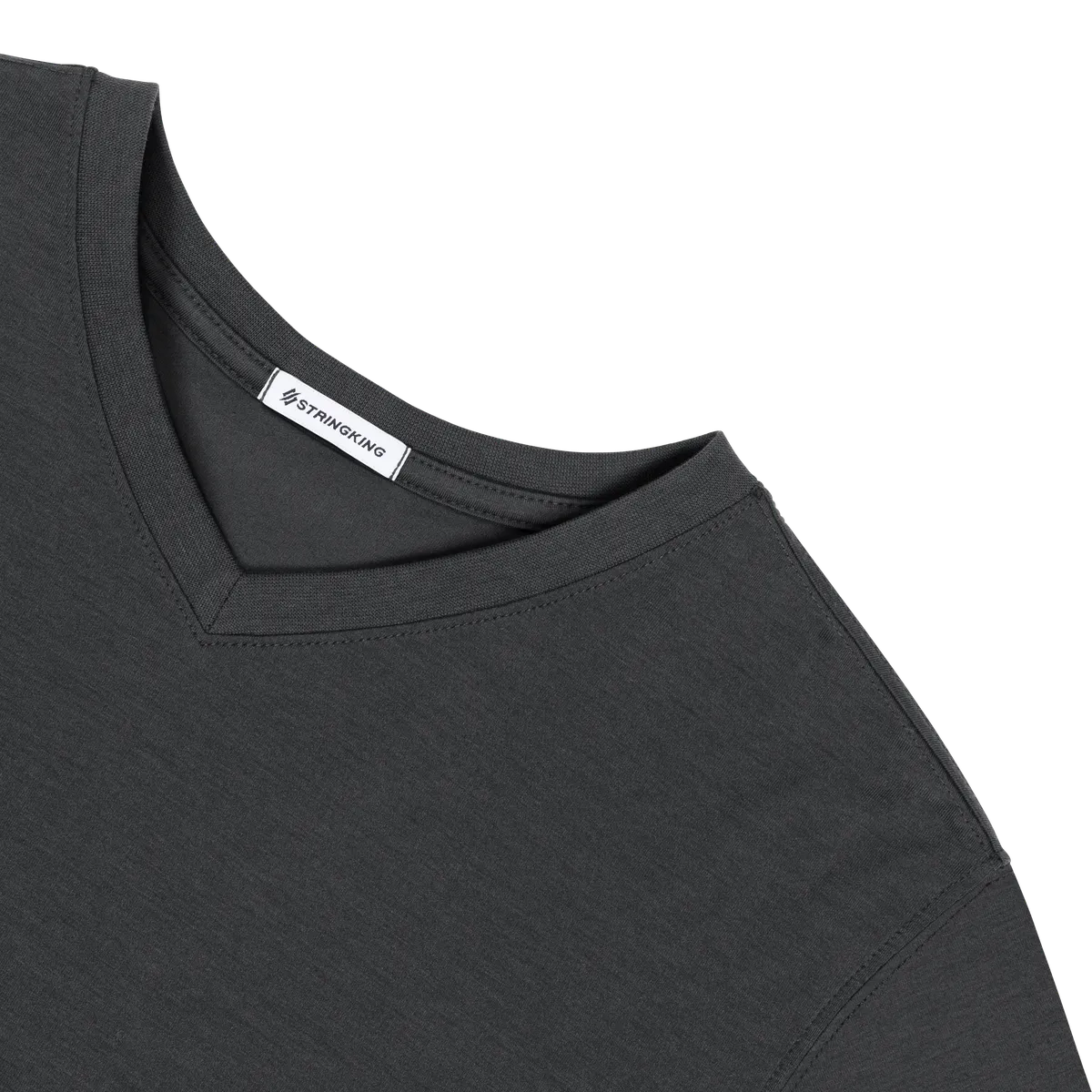 StringKing Men's FlexStyle Short Sleeve V-Neck T-Shirt - Sharp Fit, Moonless Night, Detail