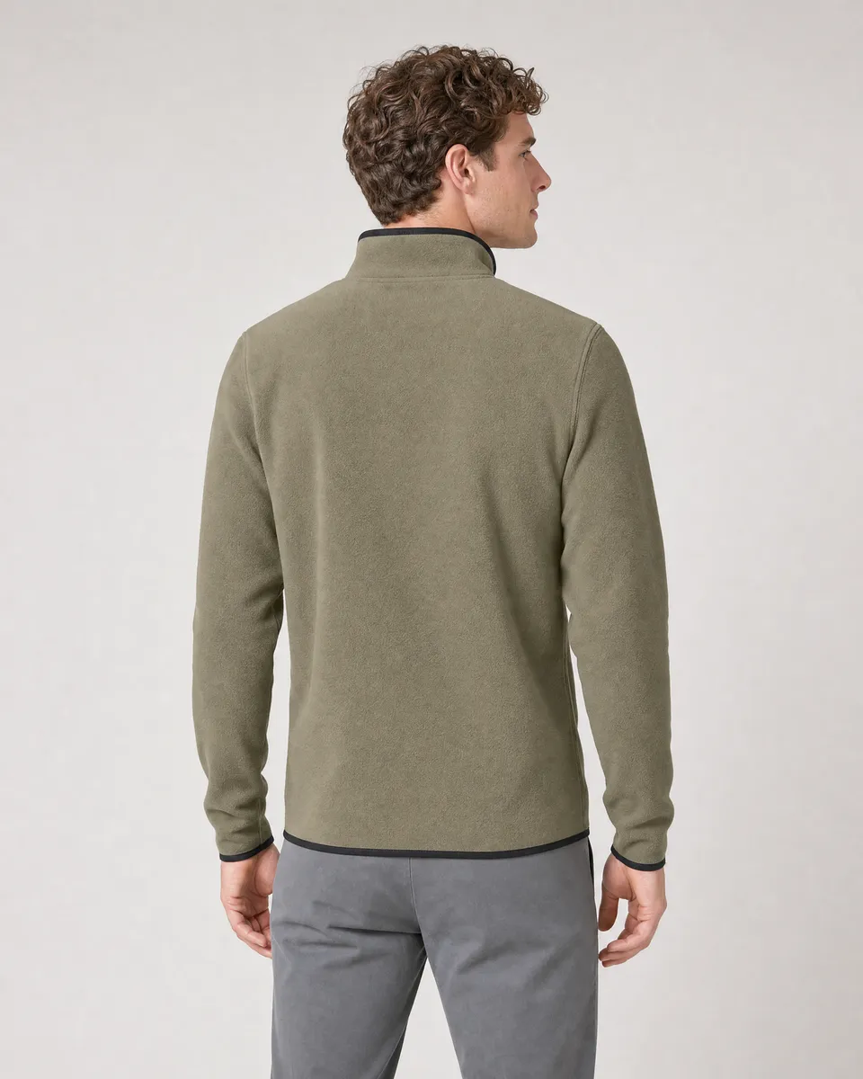 StringKing Men's Polartec Fleece Quarter Zip with Pockets - Sharp Fit, Mermaid, Full Back - Human Model - Top of head to Mid-thigh