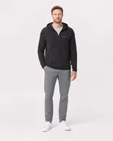 StringKing Men's Polartec Fleece Quarter Zip Hoodie with Pockets - Sharp Fit, Meteorite, Full Front - Human Model