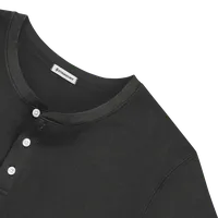 StringKing Men's Pima Cotton Long Sleeve Henley - Relaxed Fit, Black, Detail