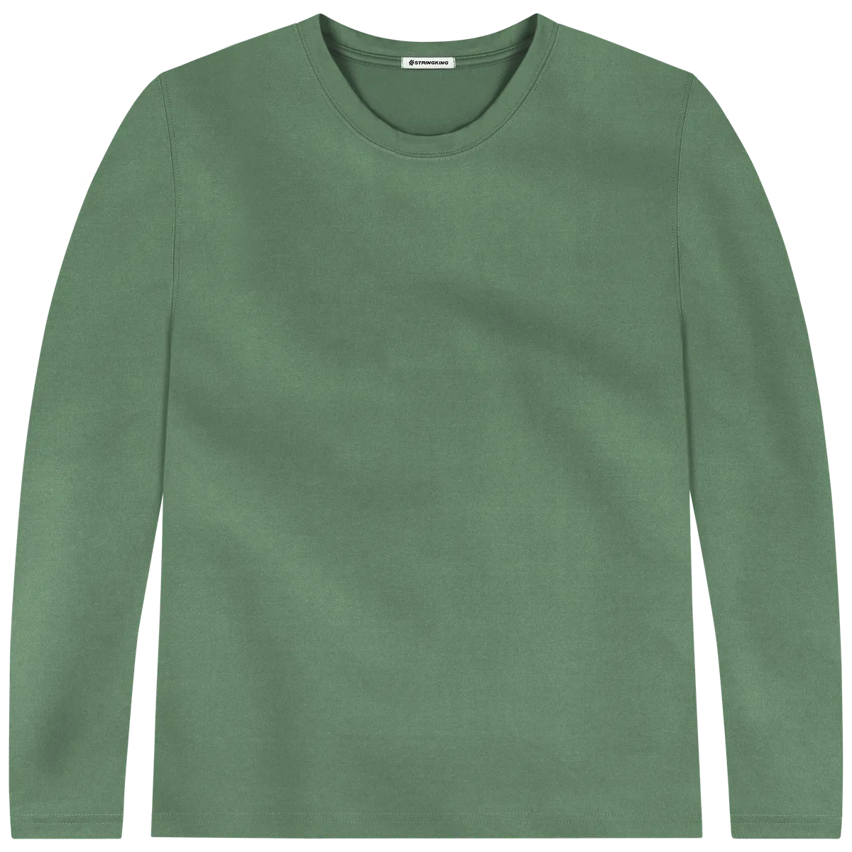 StringKing Men's FlexTech Long Sleeve Crewneck T-Shirt - Relaxed Fit, Green, Front