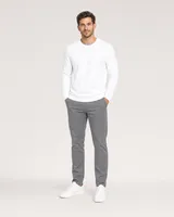 StringKing Men's Pima Terry Crew Sweater - Sharp Fit, White, Full Front - Human Model