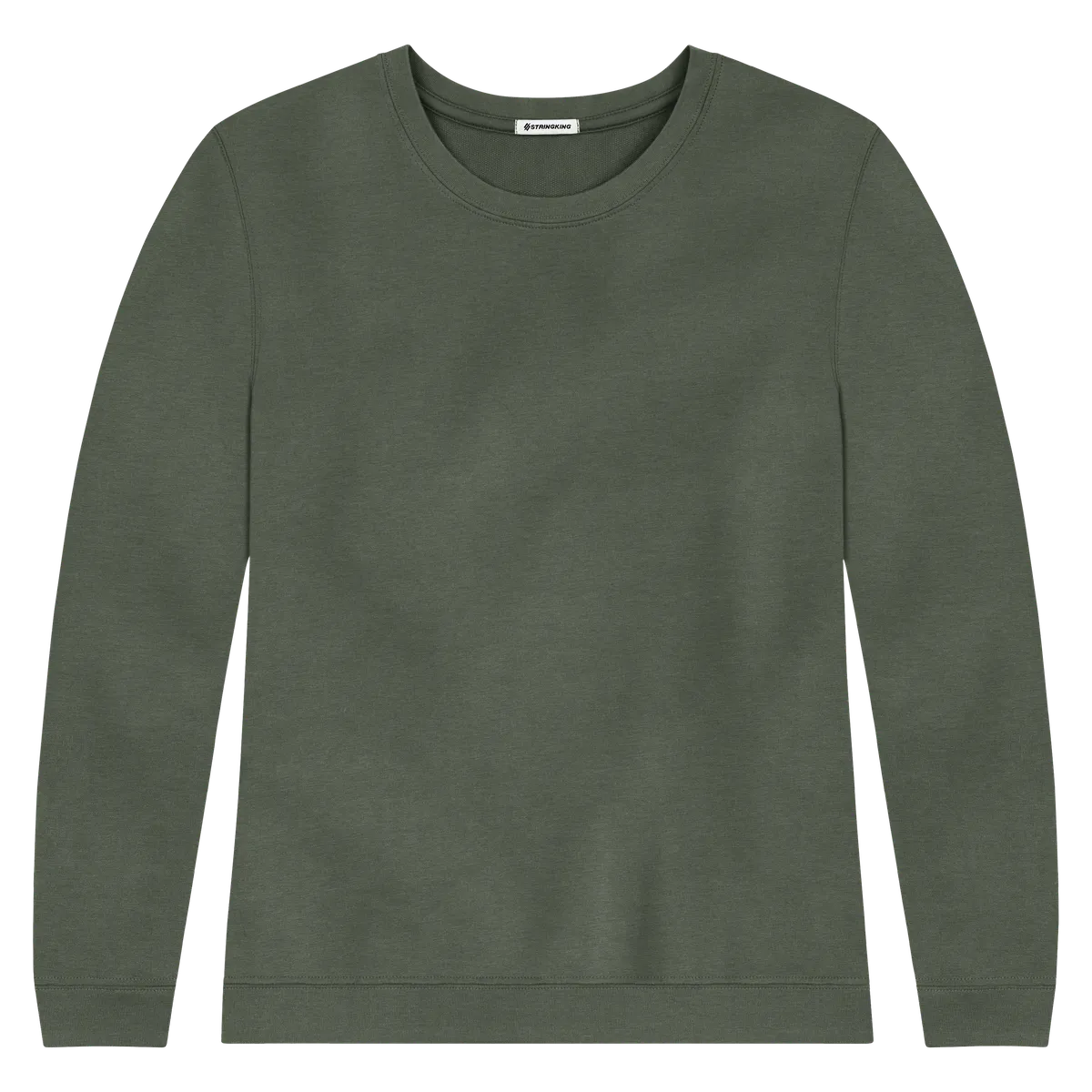 StringKing Women's Pima Cotton Crewneck Sweatshirt - Sharp Fit, Moss, Front