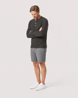 StringKing Men's Pima Jersey Henley - Sharp Fit, Peat, Full Front Angle - Human Model
