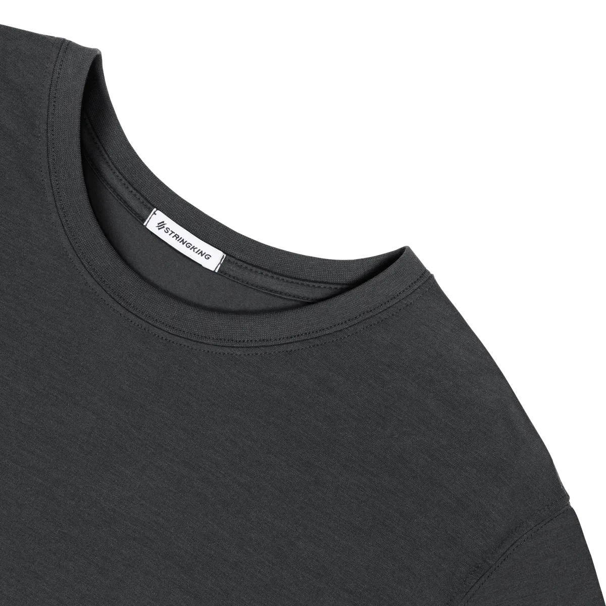 StringKing Men's FlexStyle Long Sleeve Crewneck T-Shirt - Relaxed Fit, Moonless Night, Detail