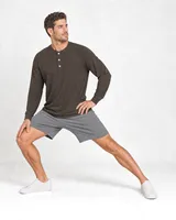 StringKing Men's Pima Jersey Henley - Relaxed Fit, Wren, Full Front Angle - Human Model