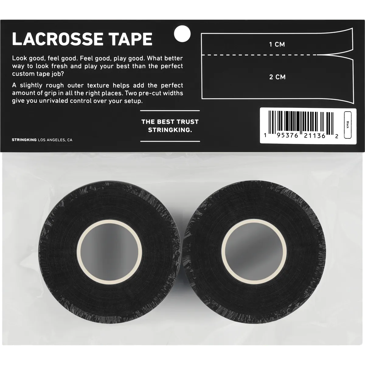 StringKing Lacrosse Tape - 2-Pack, Black, Packaged, Back