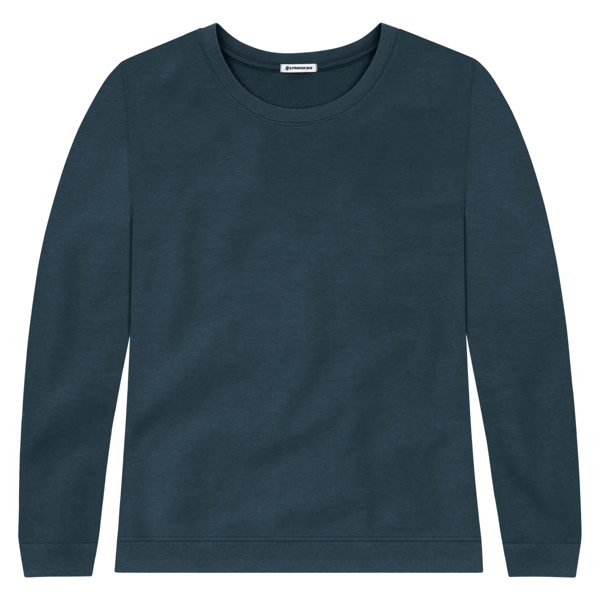 StringKing Women's Pima Cotton Crewneck Sweatshirt - Relaxed Fit, Navy, Front