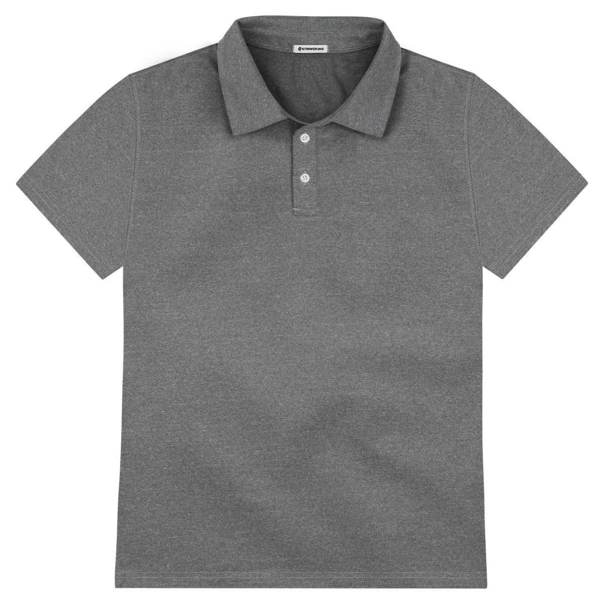 StringKing Men's FlexTech Short Sleeve Polo - Relaxed Fit, Heather Gray, Front