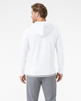 StringKing Men's StayWarm Hoodie - Sharp Fit, White, Full Back - Human Model - Top of head to Mid-thigh