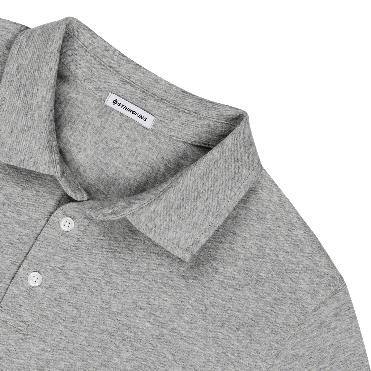 StringKing Men's Pima Cotton Short Sleeve Polo - Relaxed Fit, Heather Gray, Detail