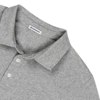 StringKing Men's Pima Cotton Short Sleeve Polo - Relaxed Fit, Heather Gray, Detail