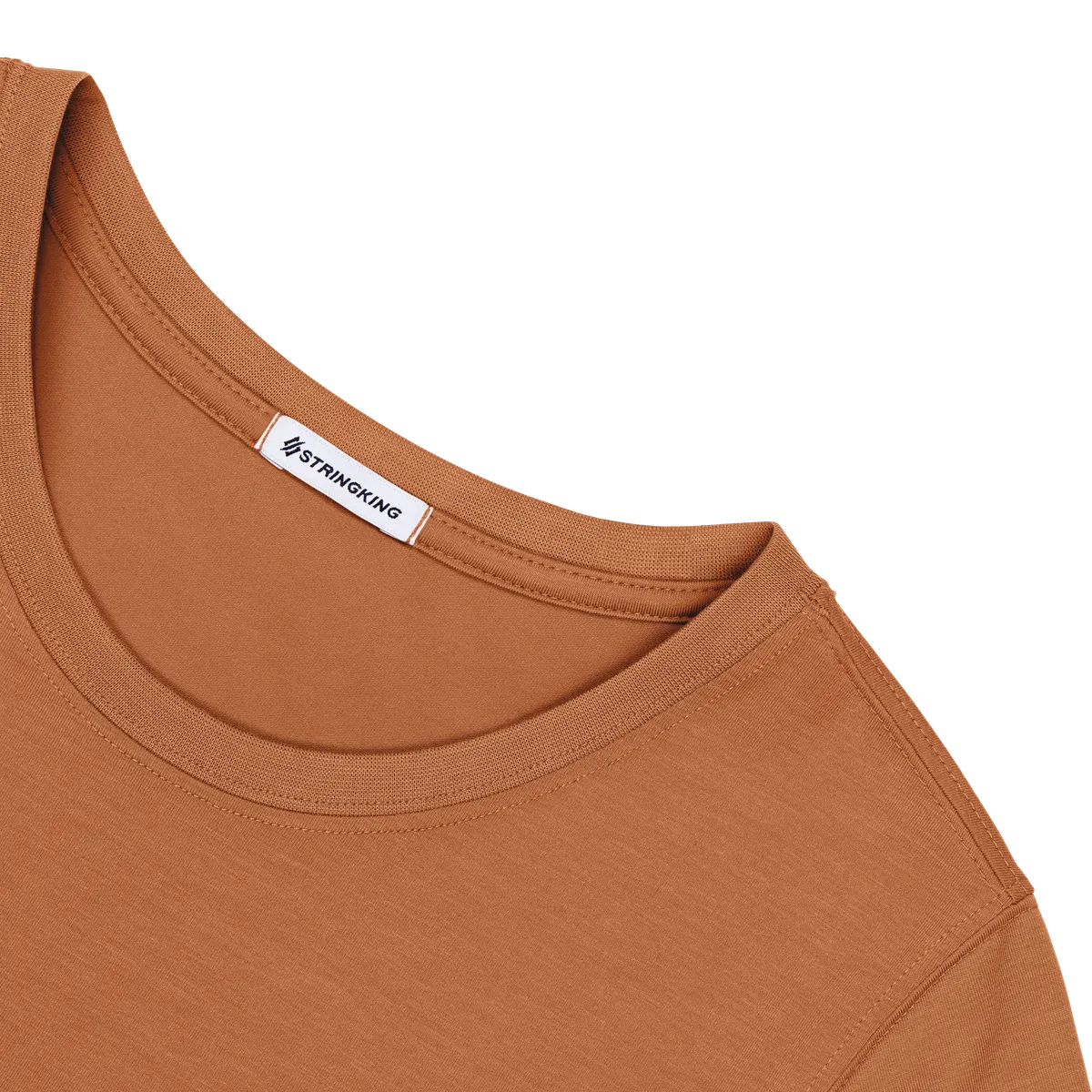 StringKing Women's FlexStyle Short Sleeve Crewneck T-Shirt - Sharp Fit, Bombay Brown, Detail