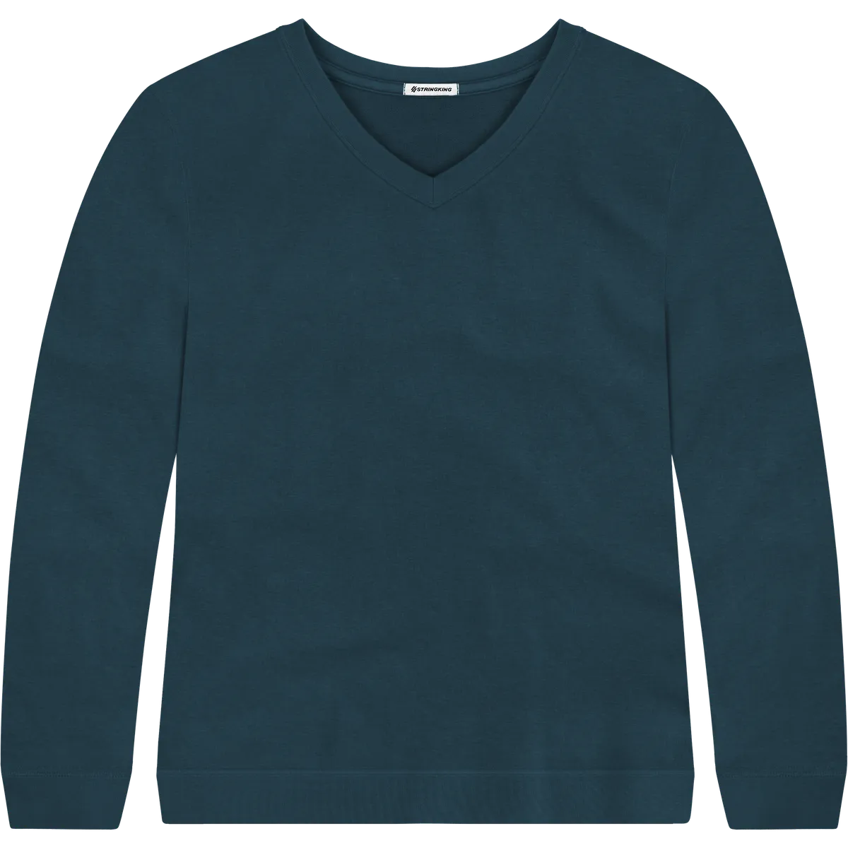 StringKing Women's Pima Terry V-Neck Sweater - Sharp Fit, Navy, Front