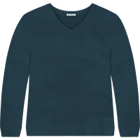 StringKing Women's Pima Terry V-Neck Sweater - Sharp Fit, Navy, Front