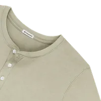 StringKing Men's Pima Cotton Short Sleeve Henley - Sharp Fit, Khaki Green, Detail