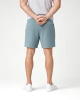 StringKing Men's Polartec Fleece Shorts - Relaxed Fit, Slate, Full Back - Human Model - Chest to Feet