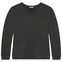 StringKing Women's Pima Terry V-Neck Sweater - Sharp Fit, Black, Front