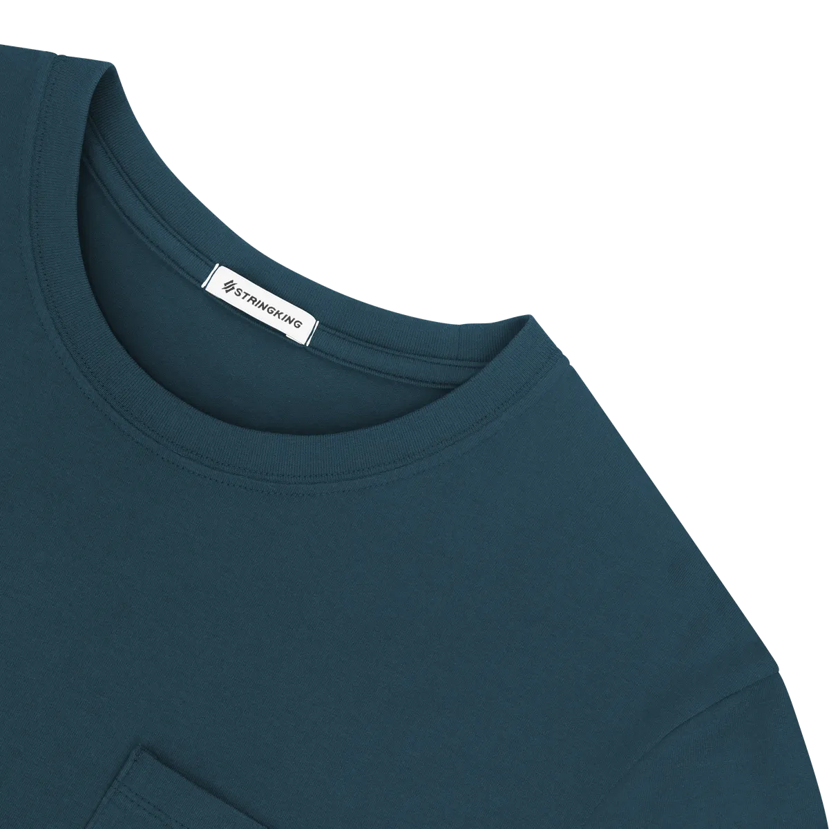 StringKing Men's Pima Jersey Long Sleeve Pocket Tee - Sharp Fit, Navy, Detail