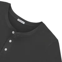 StringKing Men's Pima Cotton Henley Sweatshirt - Sharp Fit, Black, Detail