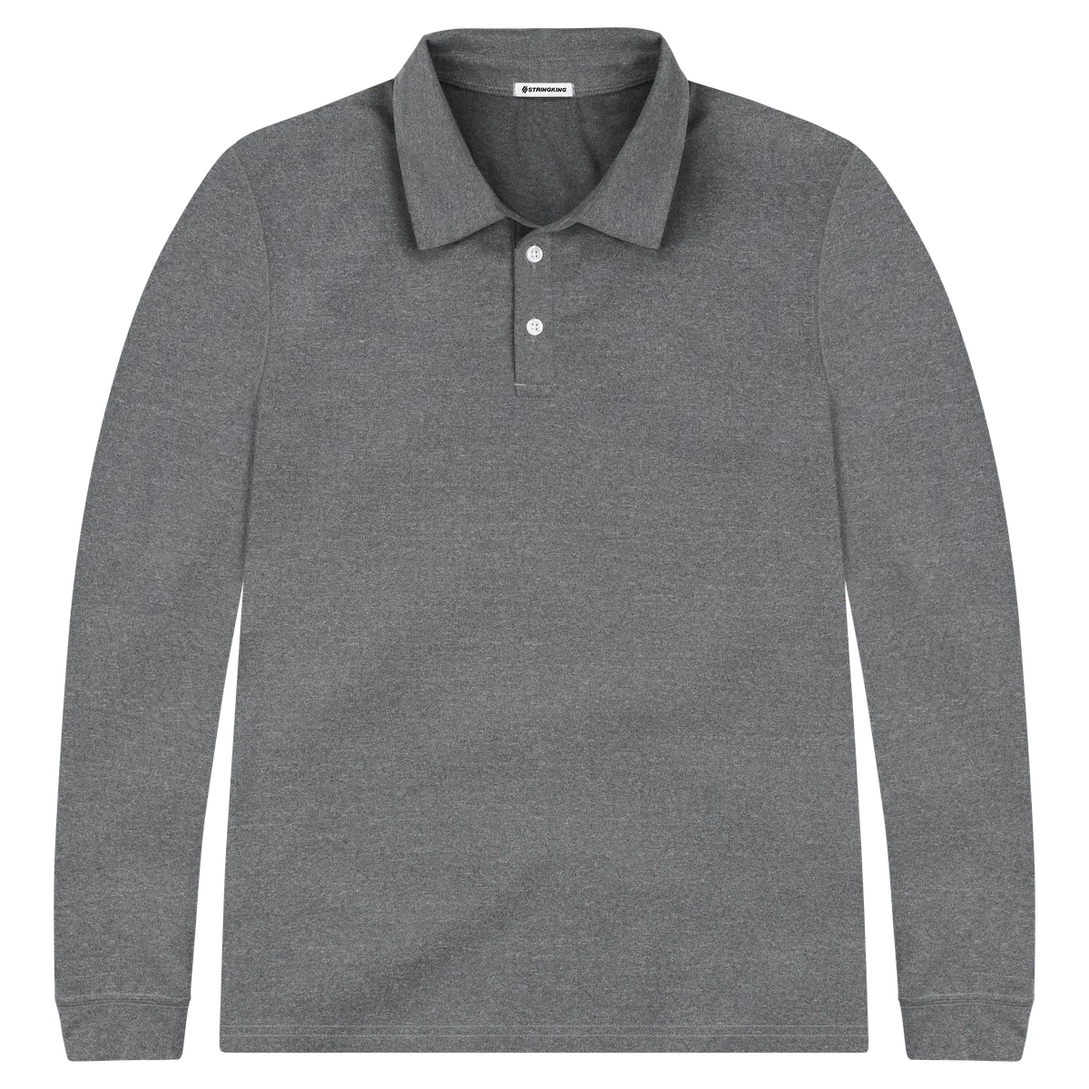 StringKing Men's FlexTech Long Sleeve Polo - Sharp Fit, Heather Gray, Front