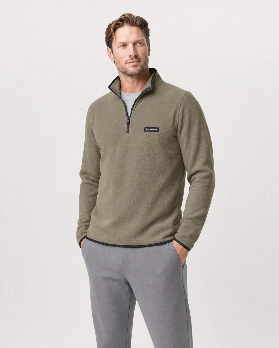 StringKing Men's Polartec Fleece Quarter Zip - Sharp Fit, Mermaid, Full Front - Human Model - Top of head to Knees