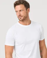 StringKing Men's Pima Terry Tee - Relaxed Fit, White, Collar Shoulder - Human Model