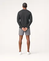 StringKing Men's StayWarm Long Sleeve Tee - Sharp Fit, Black, Full Back - Human Model - Top of head to Mid-thigh