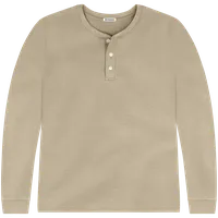 StringKing Men's Pima Cotton Long Sleeve Henley - Relaxed Fit, Warm Khaki, Front