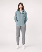 StringKing Women's Polartec Fleece Full Zip with Pockets - Sharp Fit, Slate, Full Front - Human Model - Top of head to Knees