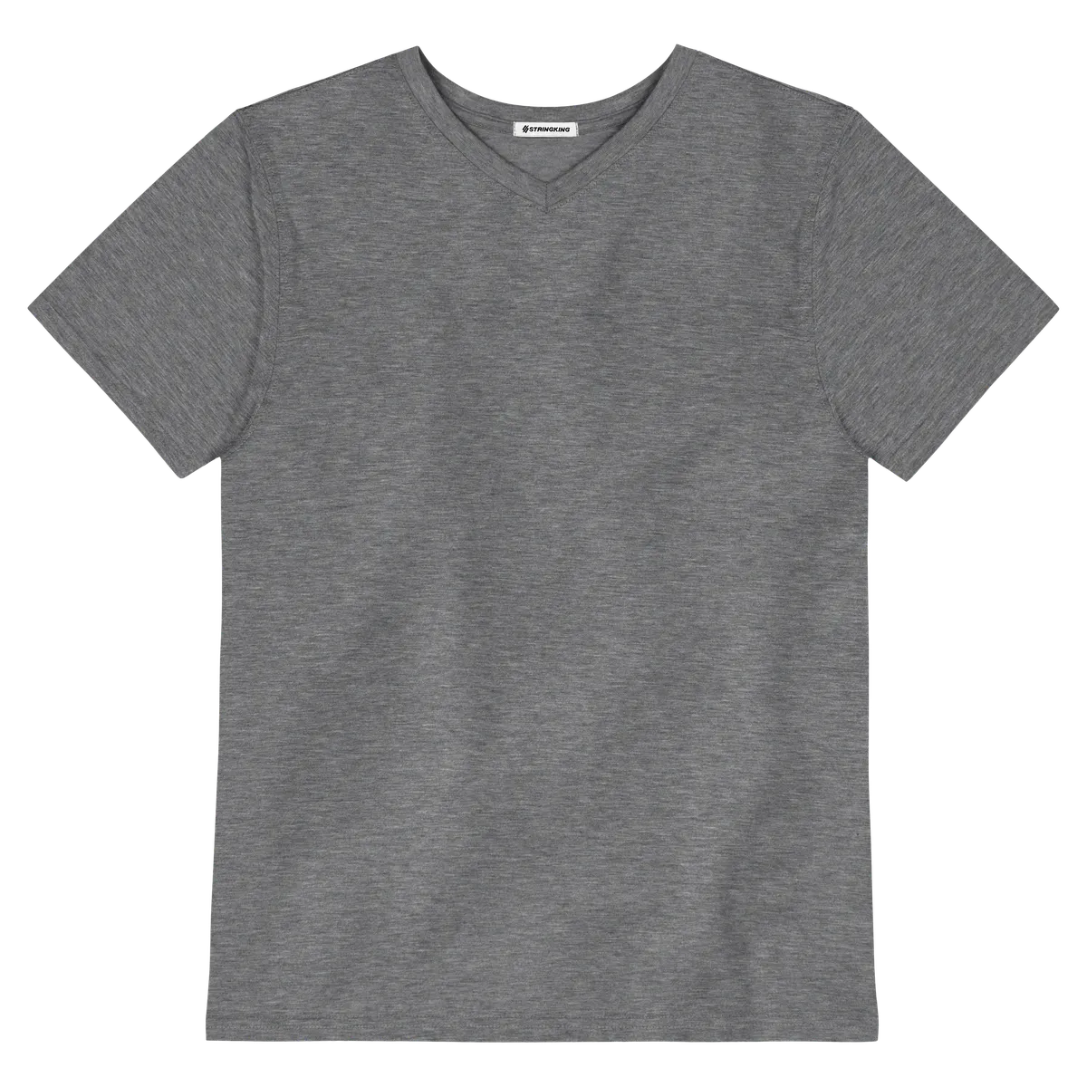 StringKing Men's FlexStyle Short Sleeve V-Neck T-Shirt - Relaxed Fit, Heather Gray, Front