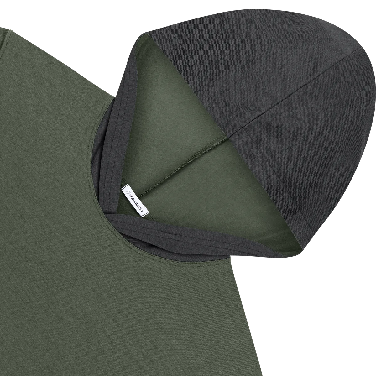 StringKing Men's FlexStyle Light Short Sleeve Hoodie 2C - Relaxed Fit, Thyme Main, Moonless Night Accent, Detail